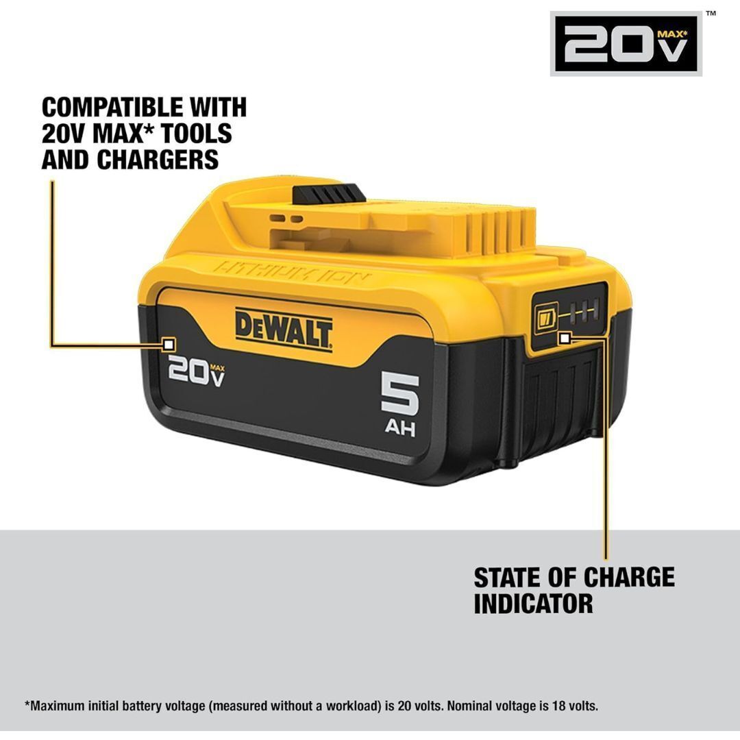 DEWALT 20V MAX 5 Ah Lithium-Ion Battery and Charger Starter Kit (DCB205C)