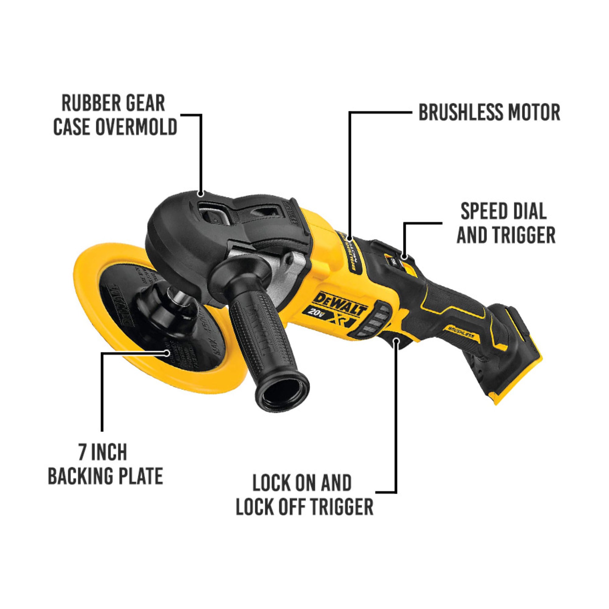 DeWalt DCM849B 20V MAX XR 7-Inch Cordless Variable Speed Rotary Polisher Tool