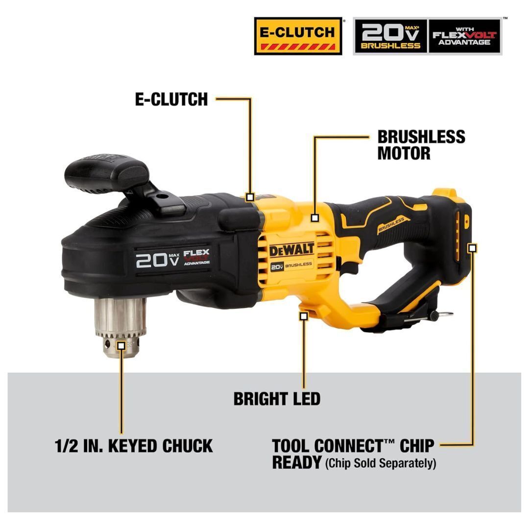 DEWALT 20V MAX* Brushless Cordless 1/2 in. Compact Stud and Joist Drill with FLEXVOLT ADVANTAGE (Tool Only) (DCD444B)