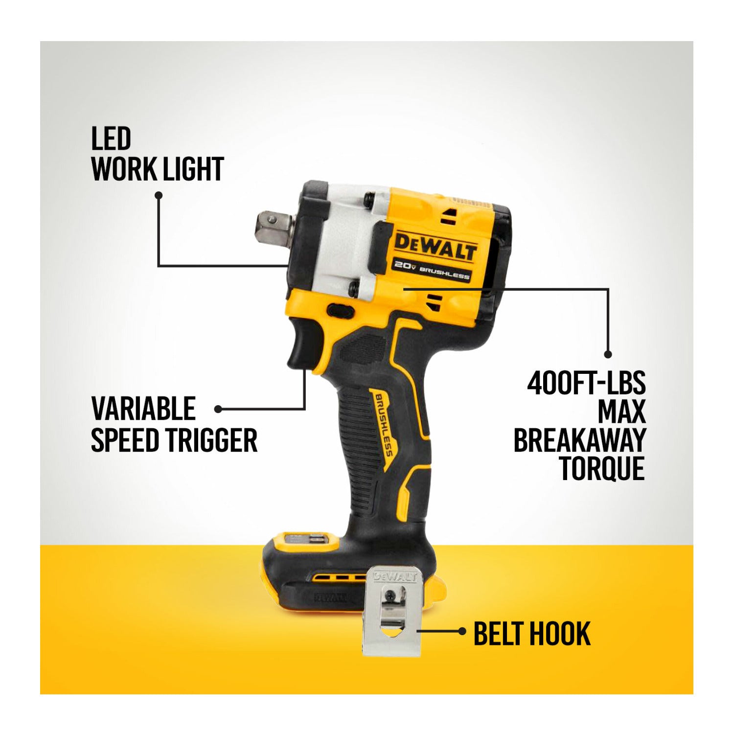 DeWalt (DCF922B) Atomic 20V MAX Brushless Cordless Impact Wrench w/ Detent Pin