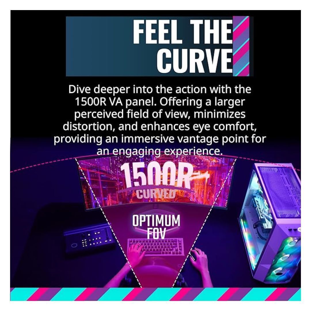 Cooler Master 34 Curved  ARGB Ultra-WQHD 3440 x 1440 Gaming PC Monitor - 144Hz, 0.5ms (MPRT), Curve 1500R, FreeSync Premium