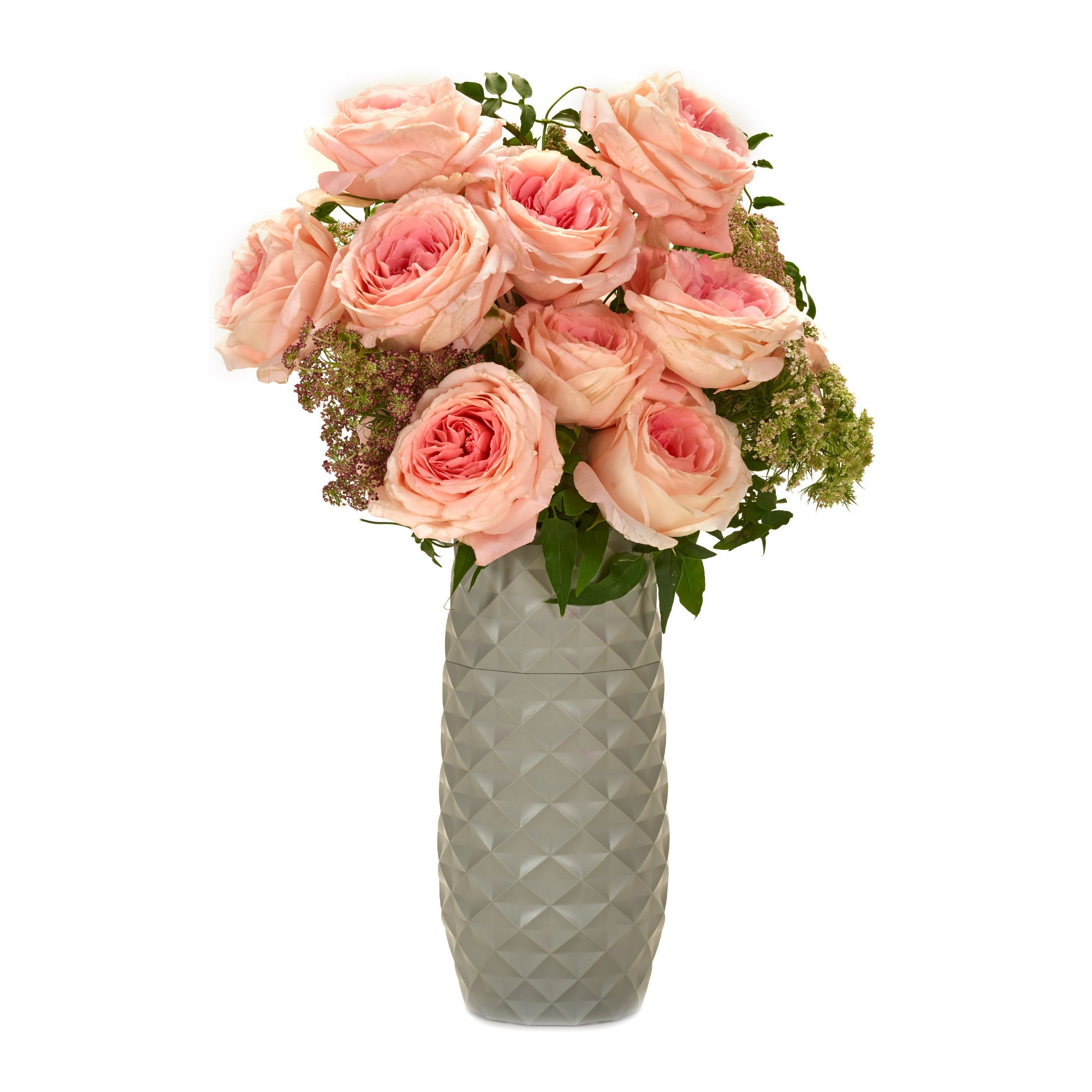 Amaranth 10-Inch Floral Care Impact Resistant Smarter Vase Cool Gray Diamond