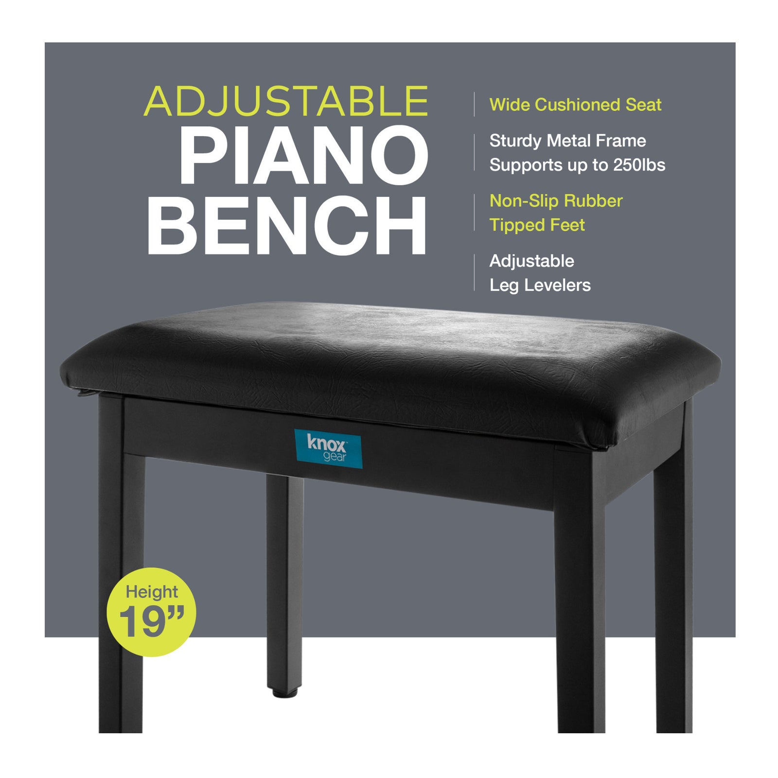 Knox Gear Furniture Style Flip-Top Piano Bench (Black)