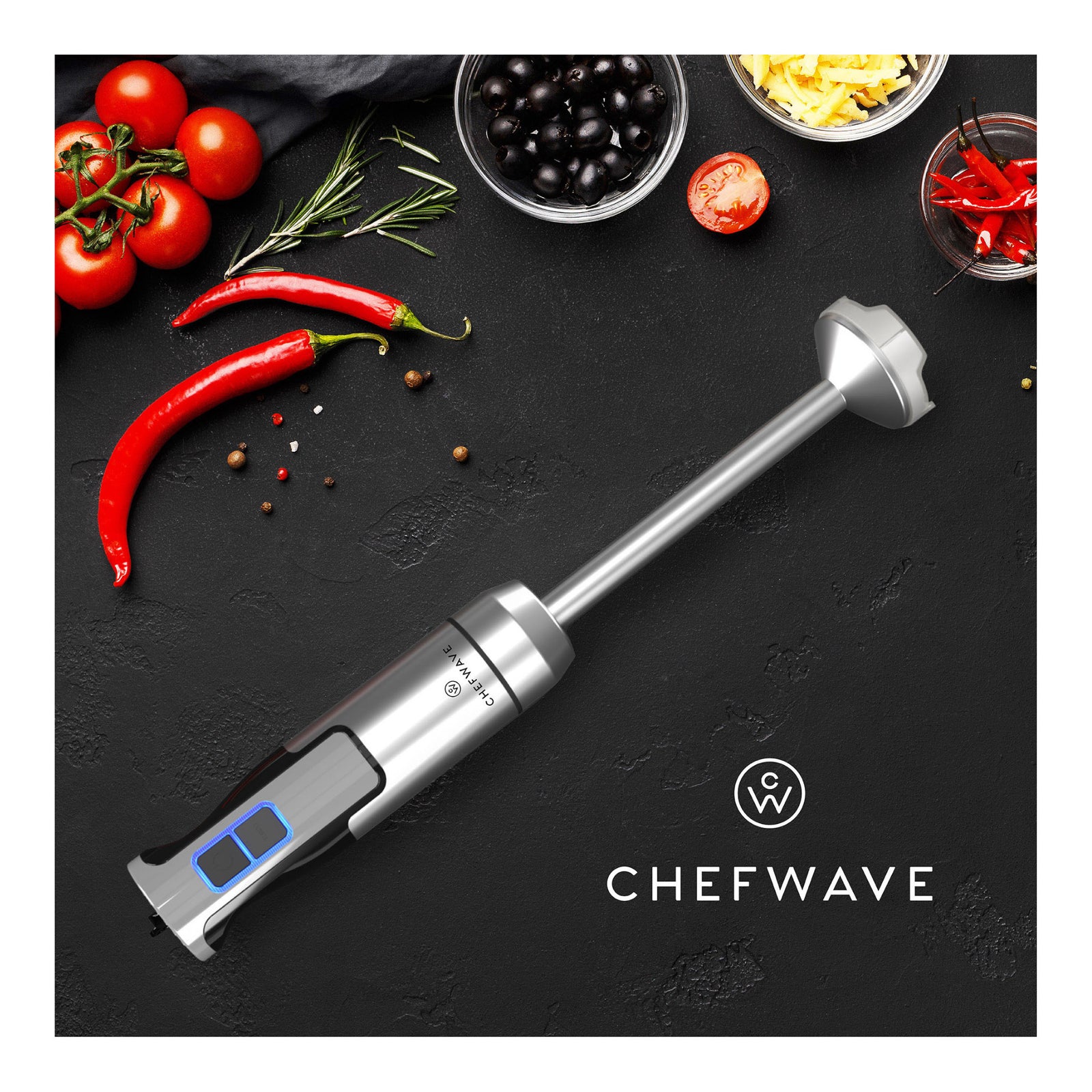 ChefWave Intermix 500-Watt 9-Speed Immersion Hand Blender with Attachments