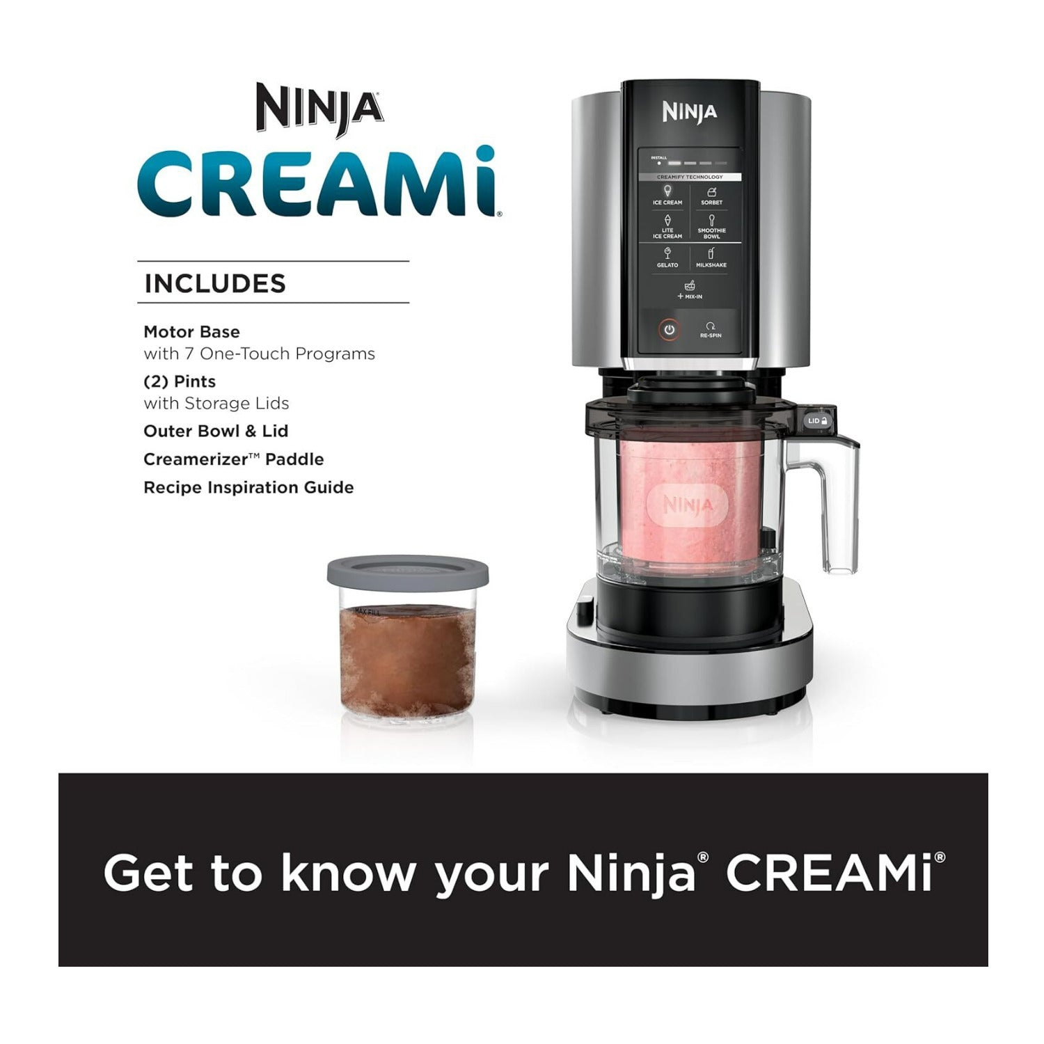 Ninja CN301CO CREAMi Ice Cream Maker for Gelato, Mix-ins and Milkshakes (Silver)