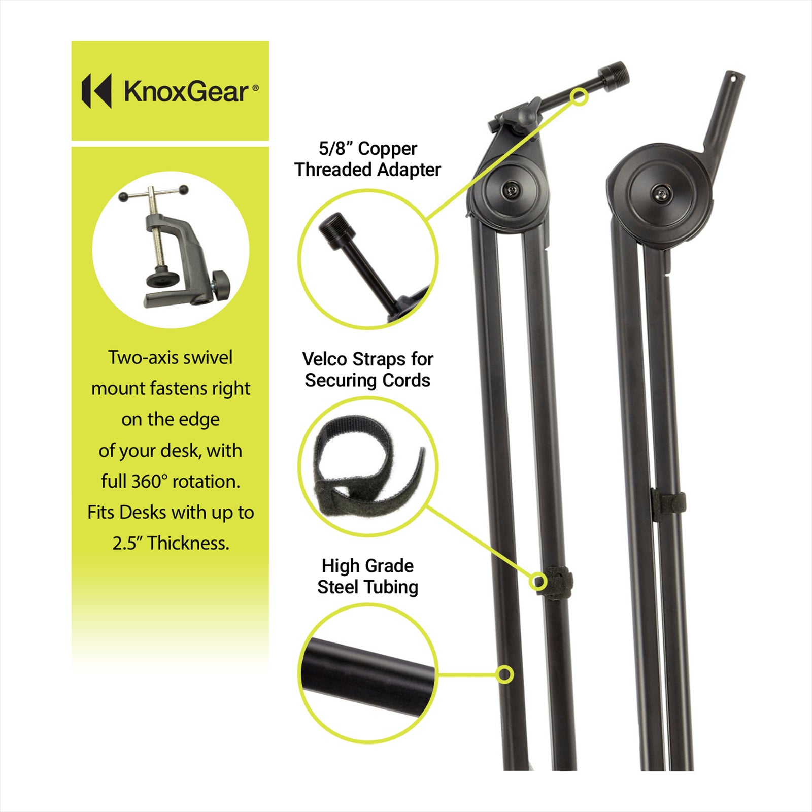 Knox Gear 30-inch Microphone Desktop Boom Arm (Black)