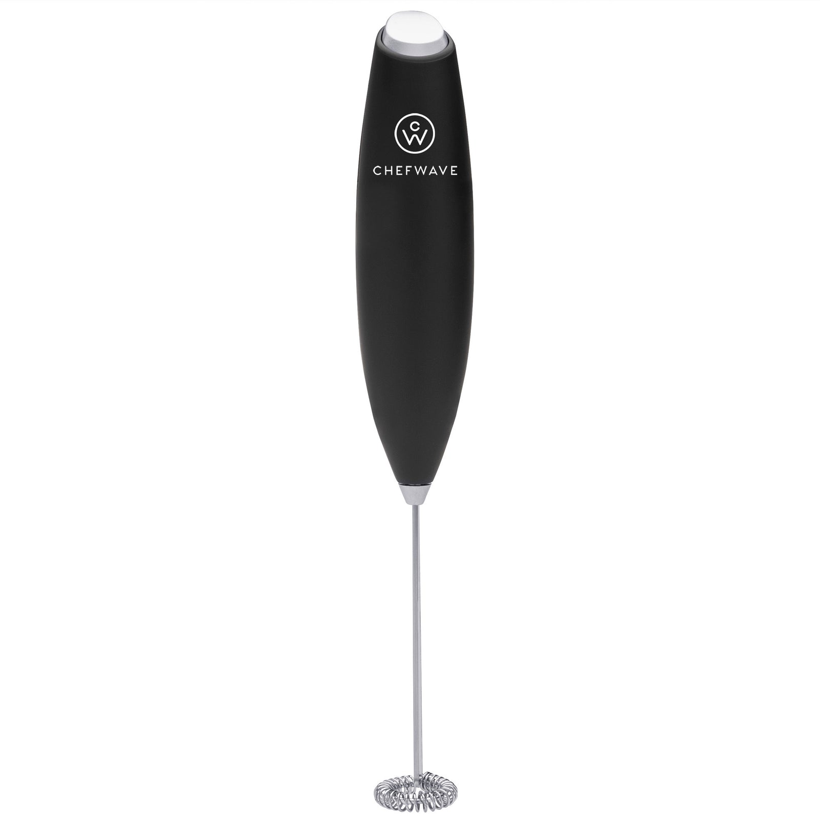 ChefWave Handheld Milk Frother (Black) with Stand