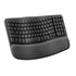 Logitech Wave Keys Wireless Ergonomic Keyboard with Cushioned Palm Rest,Graphite