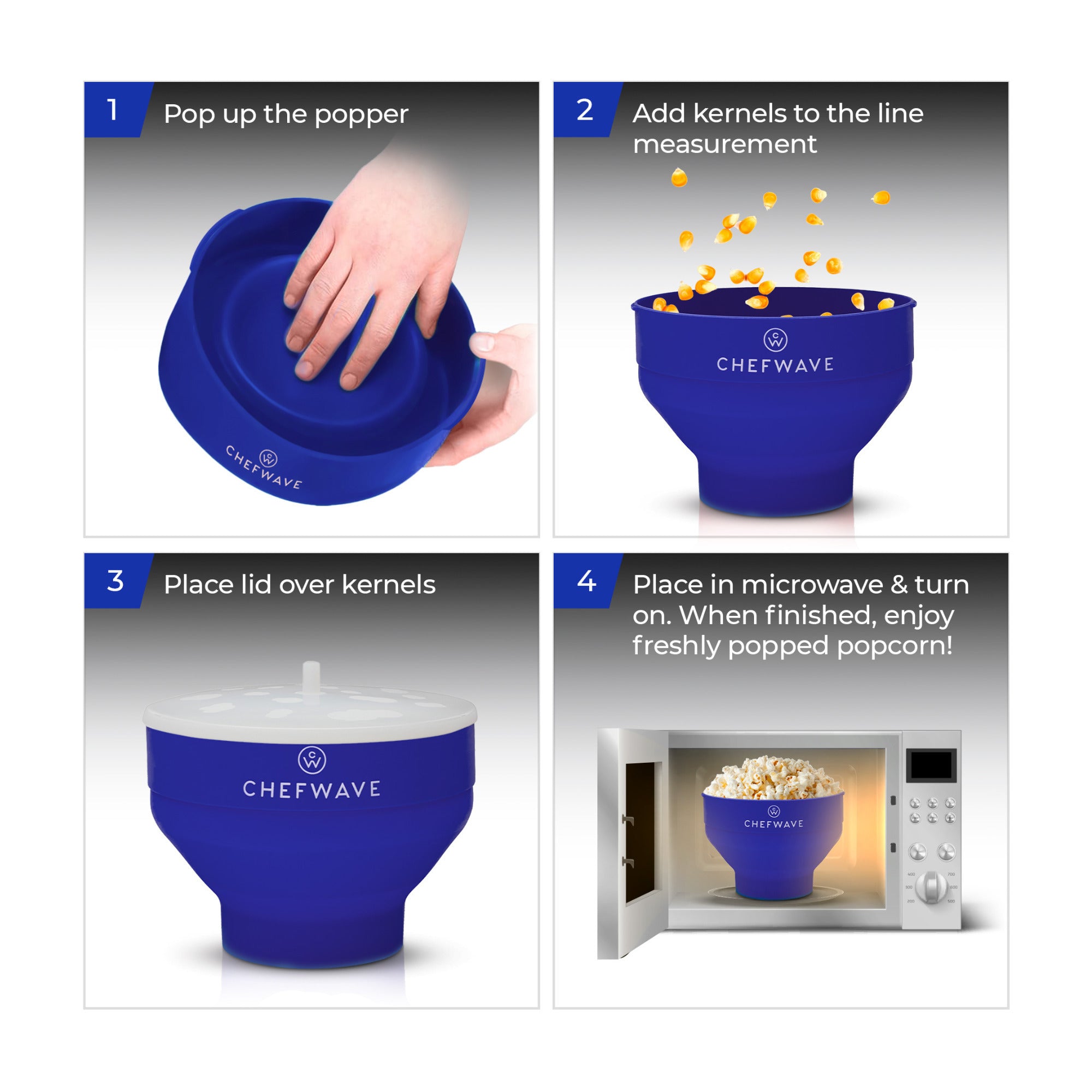 Chefwave Silicone Popcorn Popper (Dark Blue)