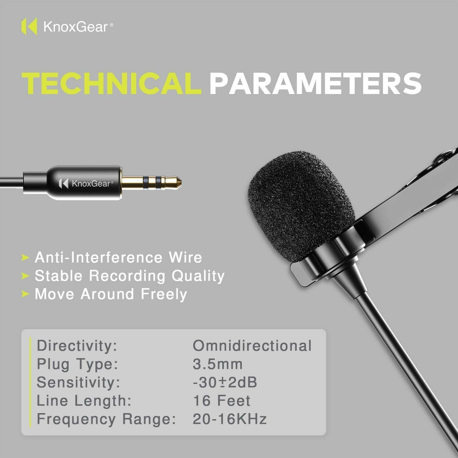 Knox Gear Omnidirectional Condenser Lavalier Microphone