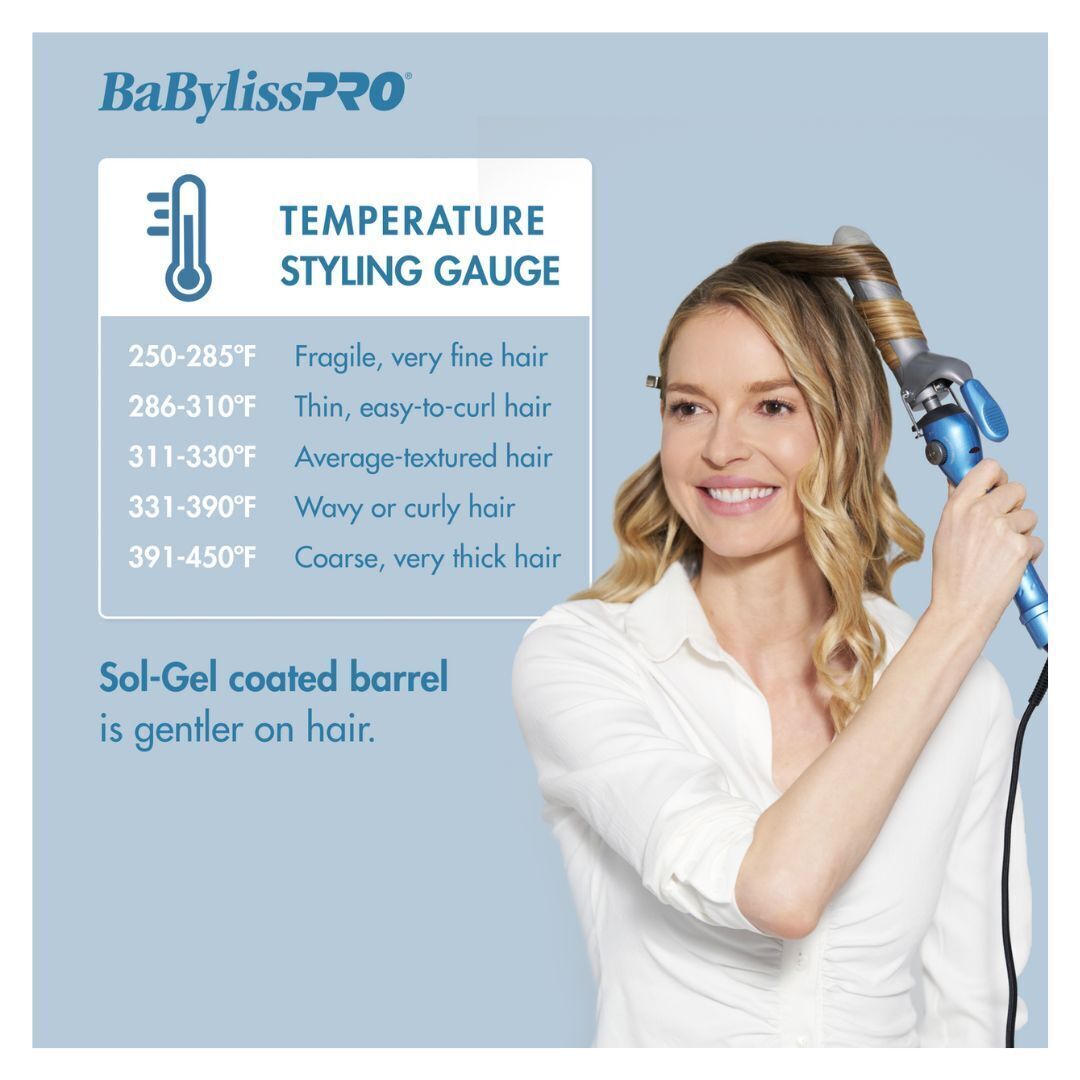 BaBylissPRO Nano Titanium 1.25 Inch Spring Curling Iron with 8 Feet Cord