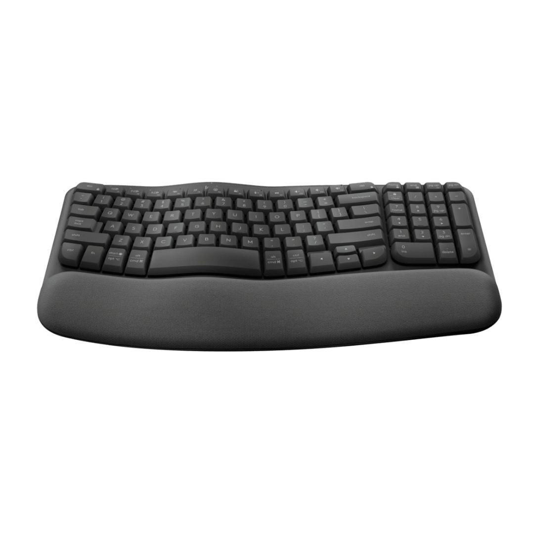 Logitech Wave Keys Wireless Ergonomic Keyboard with Cushioned Palm Rest,Graphite